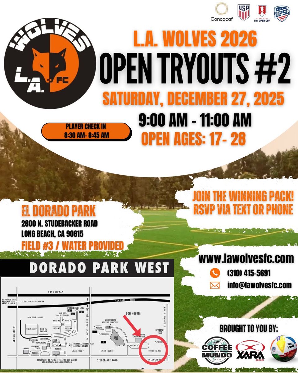 LAWolvesFC's tweet image. L.A. Wolves FC Open Tryout # 2 - post Christmas! RSVP!