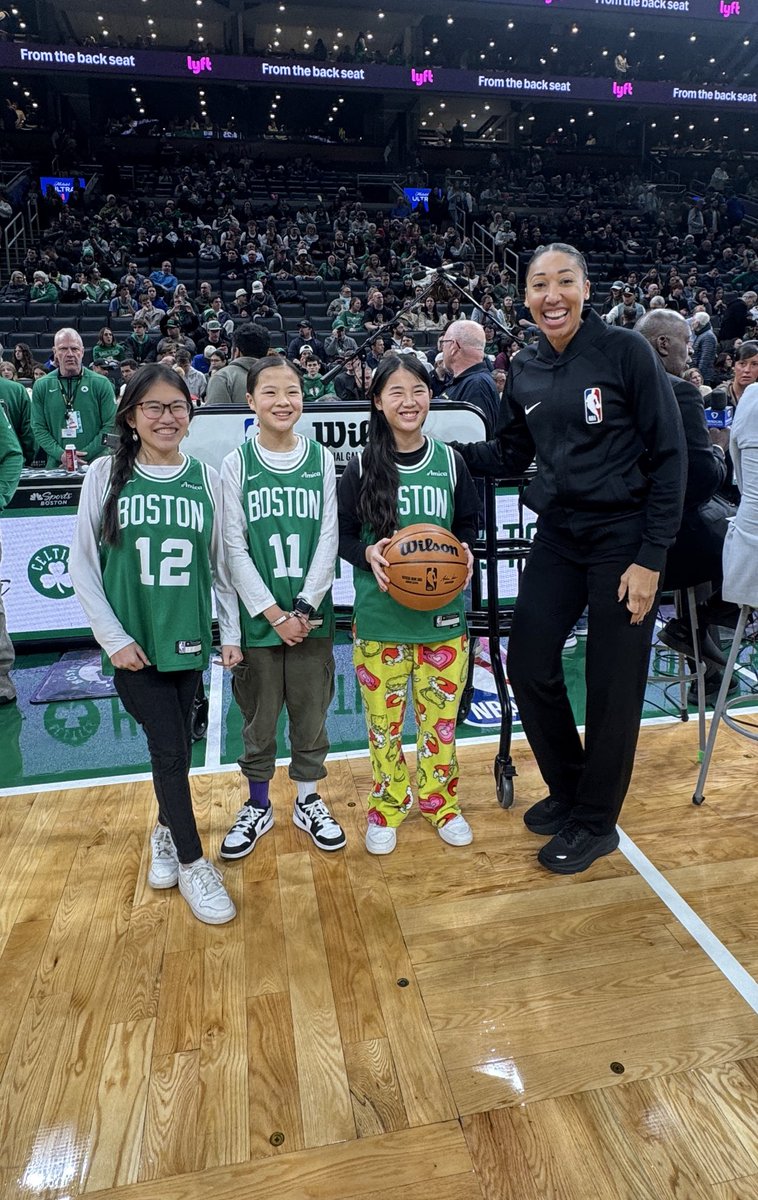 Amica's tweet image. Meet Emmie, Rosie and Frannie – three amazing patients from @BostonChildrens battling an inherited blood disorder. We were thrilled to host their family at tonight’s Boston @Celtics game with a special VIP experience. #BeyondThePatch #Celtics