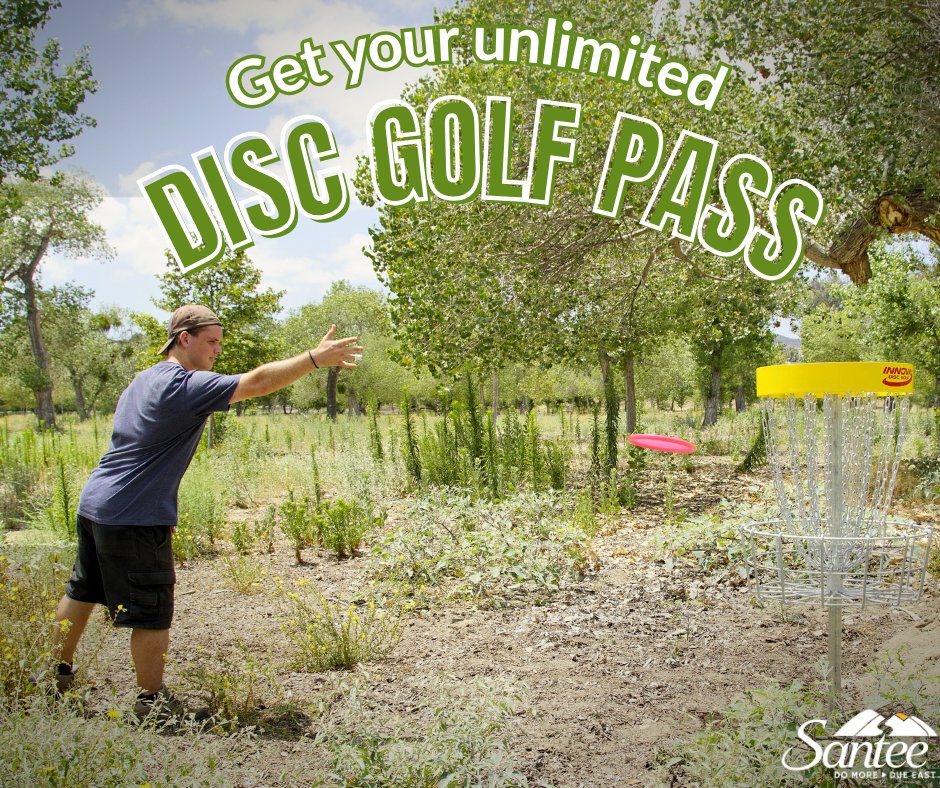 CityofSantee's tweet image. Ready to disc-cover a new hobby in the new year? 🥏 Our monthly Disc Golf pass allows you to play unlimited games at our Mast Park disc golf course!

📅 Jan. - Mar. 2026
📍 Mast Park Open Space

🔗 Grab your pass NOW at bit.ly/3Y23zJw 
#CityofSantee #DiscGolf #Recreation