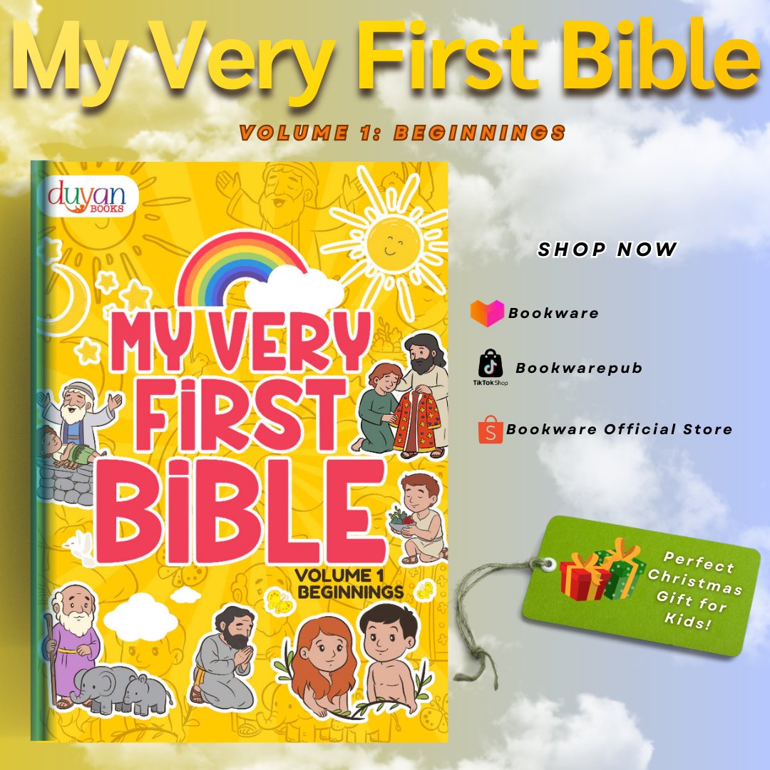A storybook and coloring book in one

My Very First Bible – Volume 1: Beginnings introduces little ones to Bible stories through fun illustrations they can color and enjoy.

🎁 A perfect Christmas gift for kids!

#BookwareChristmasGiftIdeas
