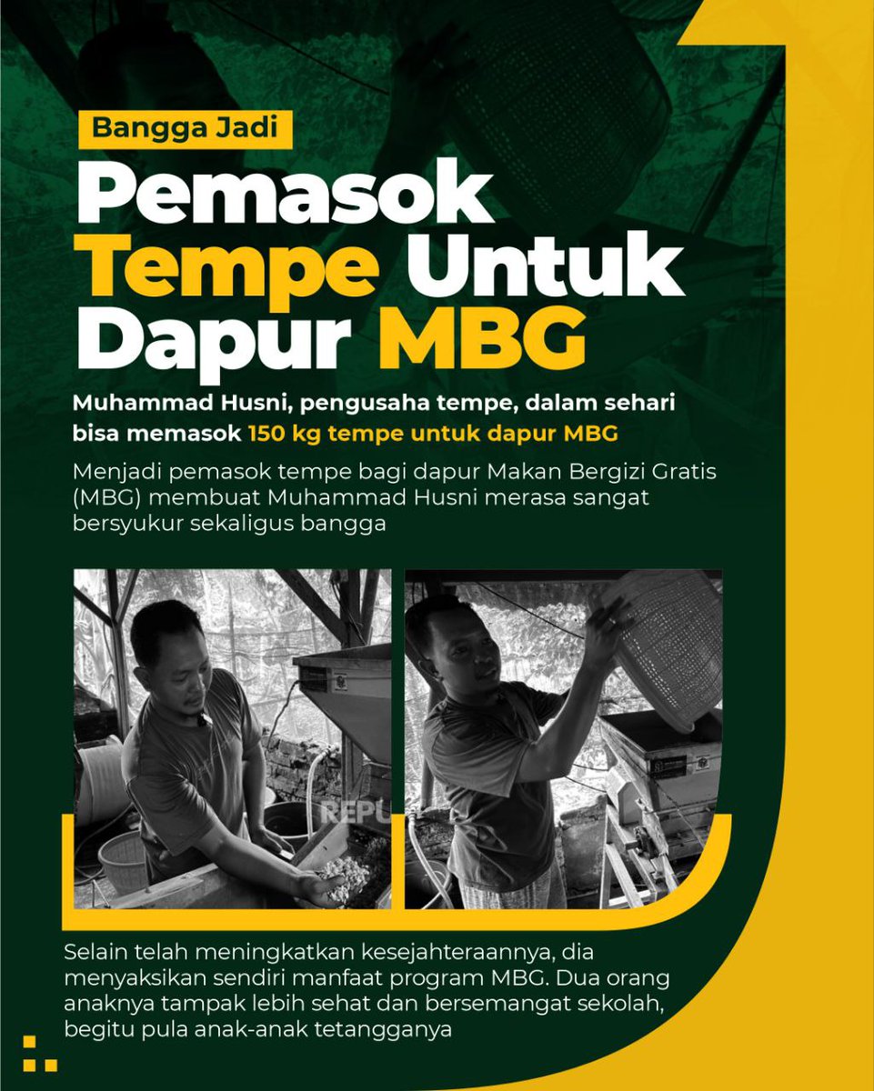 kaleandraaaaa's tweet photo. Sinergi program MBG terbukti menggerakkan roda ekonomi rakyat. Pesanan rutin ratusan kilo tempe setiap hari menjadi bukti nyata peningkatan taraf hidup pengusaha kecil. https://t.co/yLZg3zuu4r