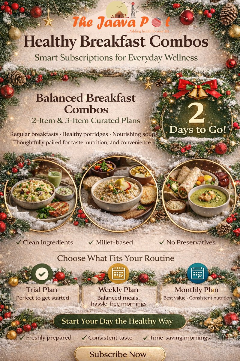 The_JaavaPot's tweet photo. Healthy mornings this Christmas
Smart breakfast subscriptions
2 Days to Go | From 25th Dec
#TheJaavaPot #ChristmasWellness https://t.co/kD1O3kVUys