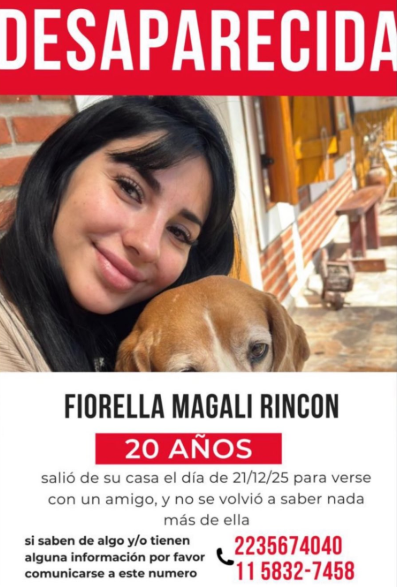 #Urgente denuncia recibida en tiempo real #Wilde
Fiorella Magalí Rincón tiene 20 años, desapareció el 21/12/25 en Wilde, Avellaneda, provincia de Buenos Aires. Por favor avisar #Urgente al ☎️11-58327458, o
911

#Wilde #Avellaneda #BuenosAires