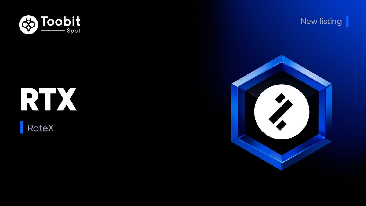 Toobit_official's tweet photo. New listing alert🚨
#RTX is spot-listed on #Toobit!🤩
@RateX_Dex
💰Deposit is now open
⌛️Spot trade ▶️ https://t.co/OEzYKUmyUL
💸Withdrawal opens on ▶️2025-12-23
Learn more👇
https://t.co/4n2KwfiAOd
#ToobitNewLIsting #RateX https://t.co/jlHXbPU16R