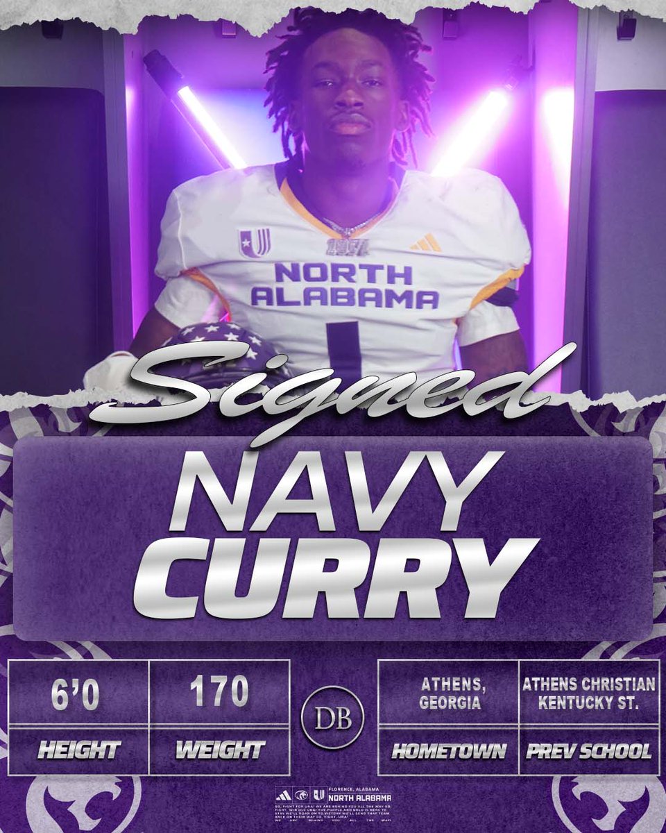 UNAFootball's tweet image. Navy Curry is in #ThePrideof26 ✍️ 

🏈 DB
📍 Athens, Ga.
🏫 Athens Christian School
✌️ Kentucky State

#NSD26 | #RoarLions 🦁