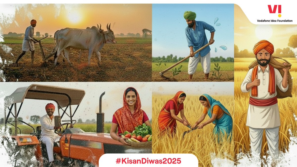 vodafoneIN_Fdtn's tweet photo. On #KisanDiwas, we honour the unwavering spirit of our farmers, the true backbone of our nation. Their persistent hard work doesn't just produce food; it nourishes communities and secures our future. At Vi Foundation, through our #SmartAgri programme, powered by #IoT, #AI and real-time analytics, we support approx 8.9 lakh farmers across 12 states, with insights on soil health and weather patterns, enabling smarter decisions and sustainable growth.
#NationalFarmersDay