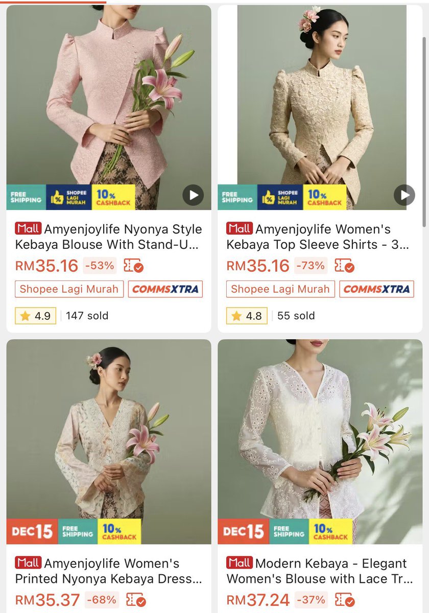 Terkejut tengok kebaya ala2 gadis kretek ni harga rm30 jeeee murah siot. Cantik betul semua design, vintage vibes on point ye 💗✨