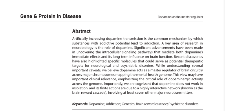 GPD_ASP's tweet photo. New Perspective: "Exploring dopamine as the master regulator of brain circuitry and mental health genome"

by Kenneth Blum, Mark S. Gold*, etc.

🔗 Open access: https://t.co/xm40Dflxyh

#Dopamine #Neuroscience #MentalHealth #Genetics #Addiction #GPDJournal https://t.co/z3EVgP91qe