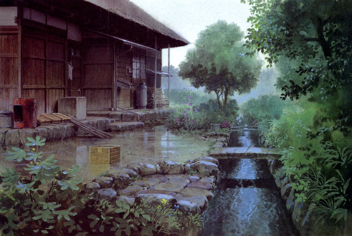 PhotoGhibli's tweet image. Background paintings by Kazuo Oga for Only Yesterday (1991), directed by Isao Takahata
