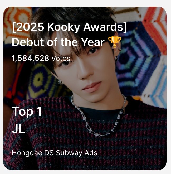 Congratulations once again to our Zayyan 🐣 for winning the Top Rookie and JL ✨ for winning the Debut of the Year in the 2025 Kooky Awards. Both of them will be  having the Hongdae DS Subway Ads as reward 💛

Thank you to everyone who voted and supported our VIP Gang 💛