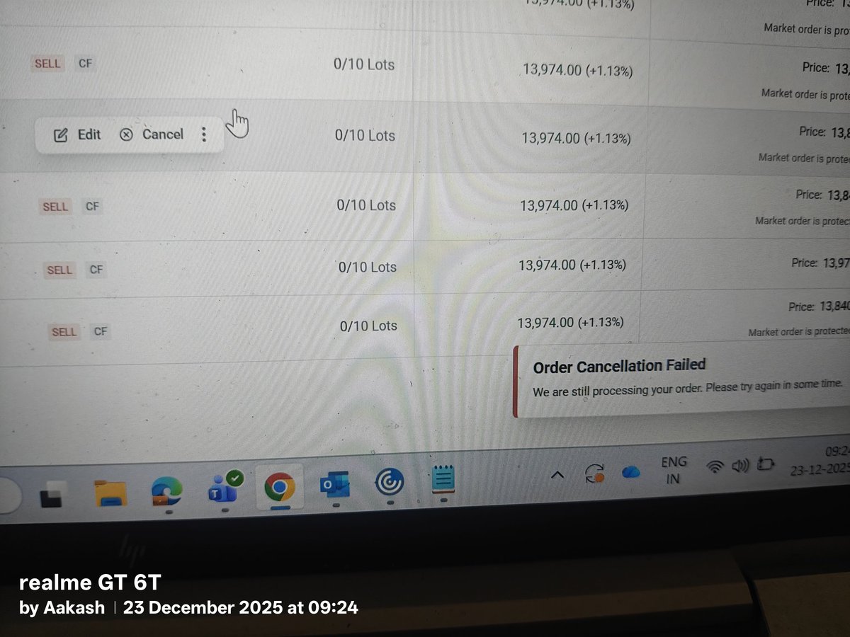 aakashkulk's tweet photo. Also not able to cancel orders via angel one web. Cannot exit the profitable positions. Who will take responsibility for this issue? https://t.co/ipyoYxMmpN