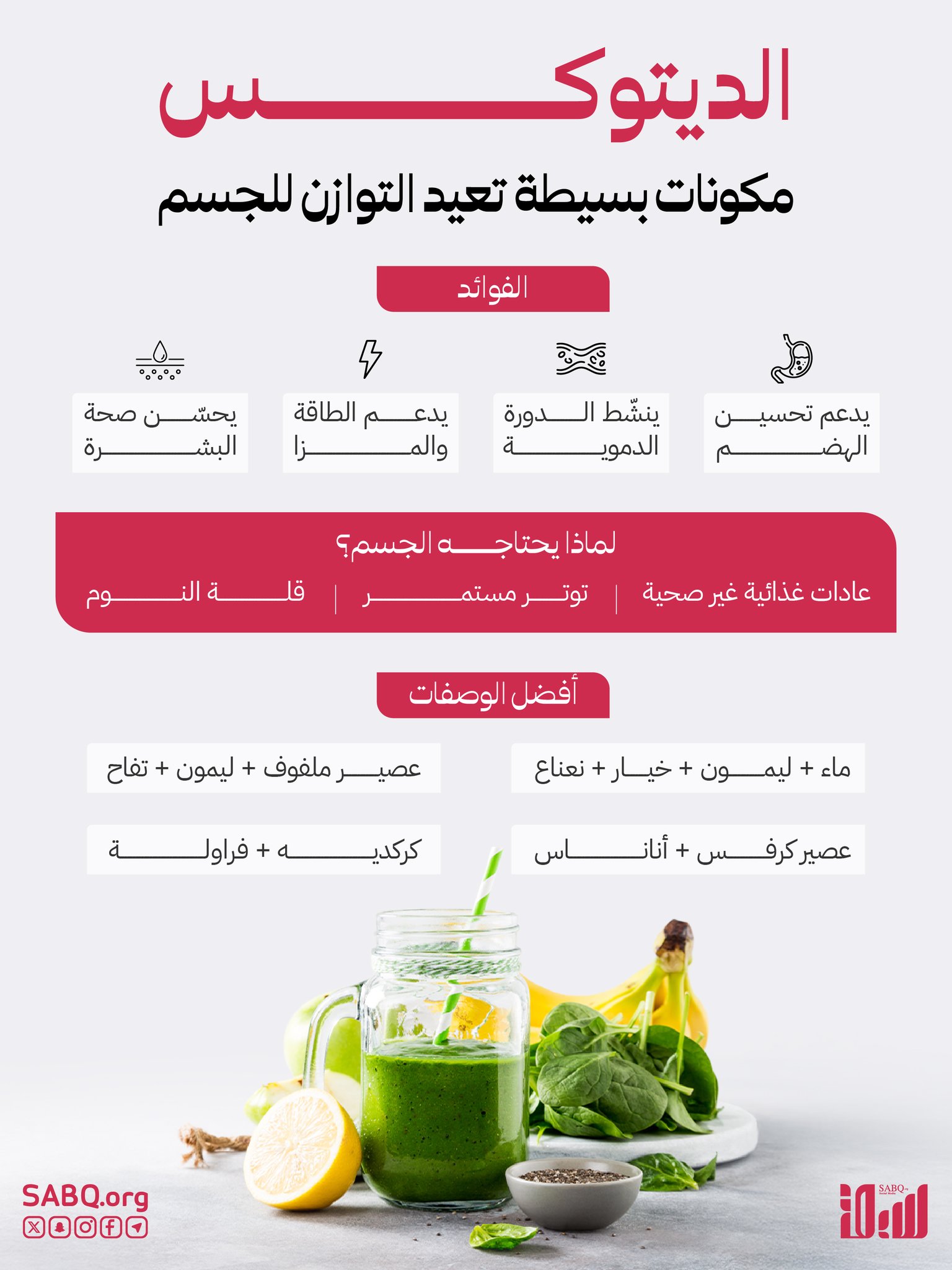 الديتوكس.. مكونات طبيعية بسيطة بتأثير كبير لتجديد الطاقة وتنقية الجسم من السموم 