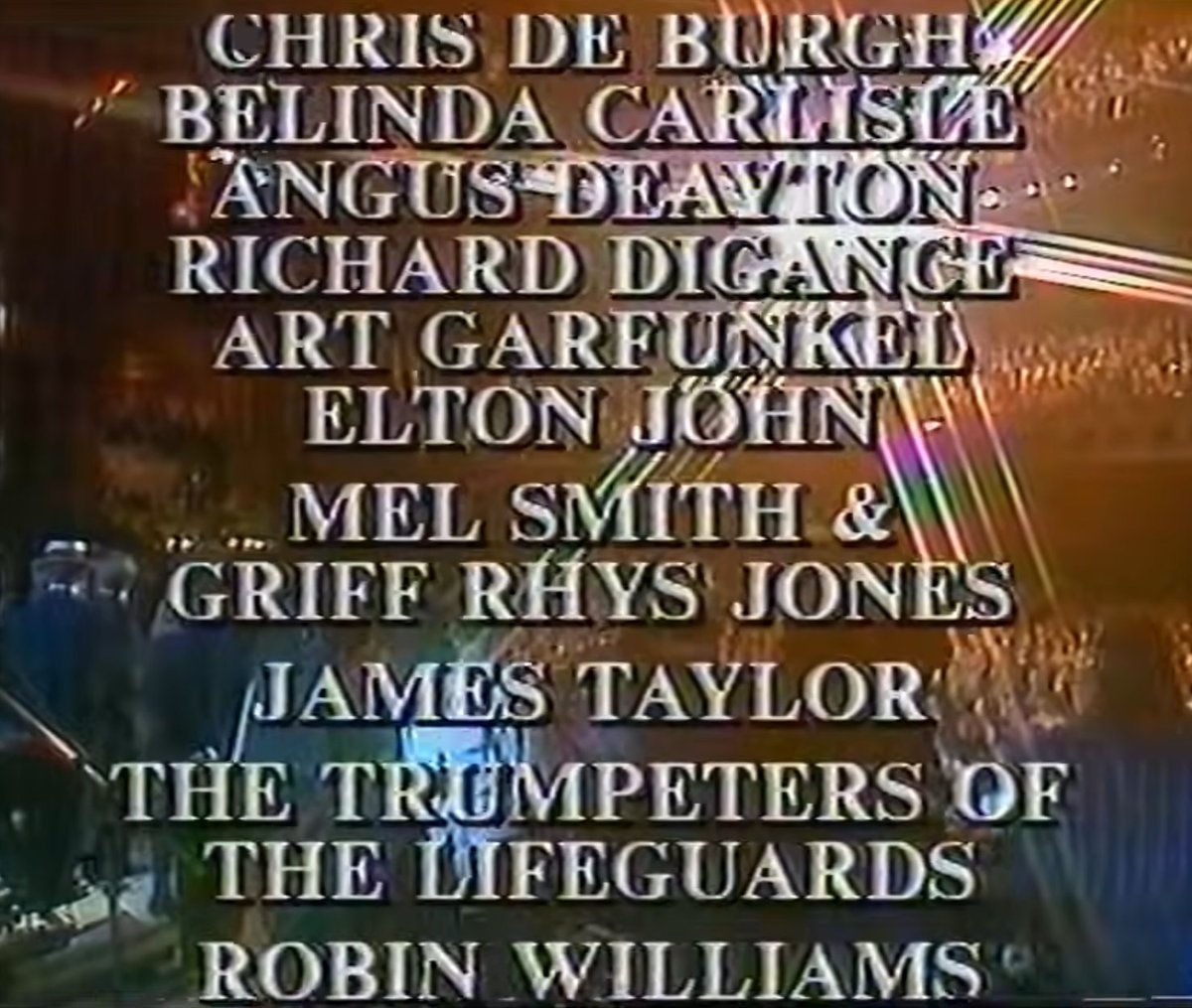 CFBClips's tweet image. Cast list for the 1987 Royal Gala on ITV.