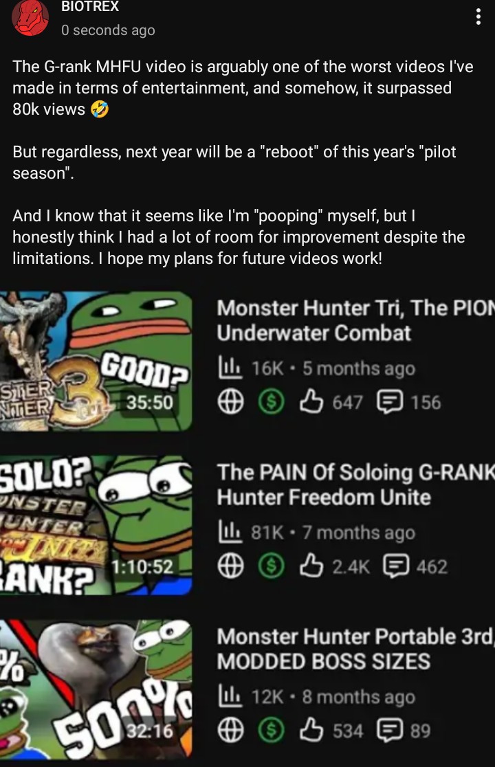 A small post of me pooping on one of my older video projects 🤣