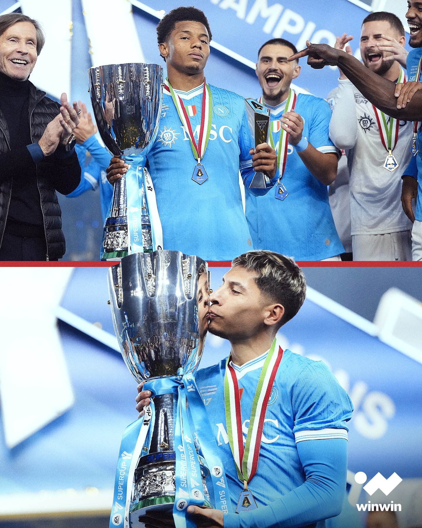 بثنائية ديفيد نيريس، نابولي يتوج بكأس السوبر الإيطالي على حساب بولونيا بهدفين دون رد 