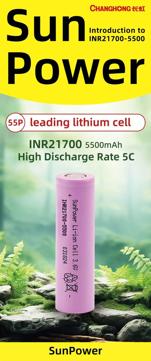 Alex_Liang_CN's tweet image. Changhong Sunpower 21700-5000 (50SE): 2C charge, 6C discharge. Industry-leading safety, high-rate performance, and long cycle life. Used in FPV drones, high-speed e-motorcycles, and high-power power banks.
#21700 #LithiumBattery #FPVDrone #EMobility #PowerBank