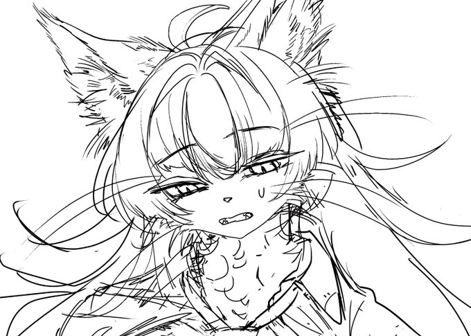 トリミング前のおまねこくんを描こうとしている 