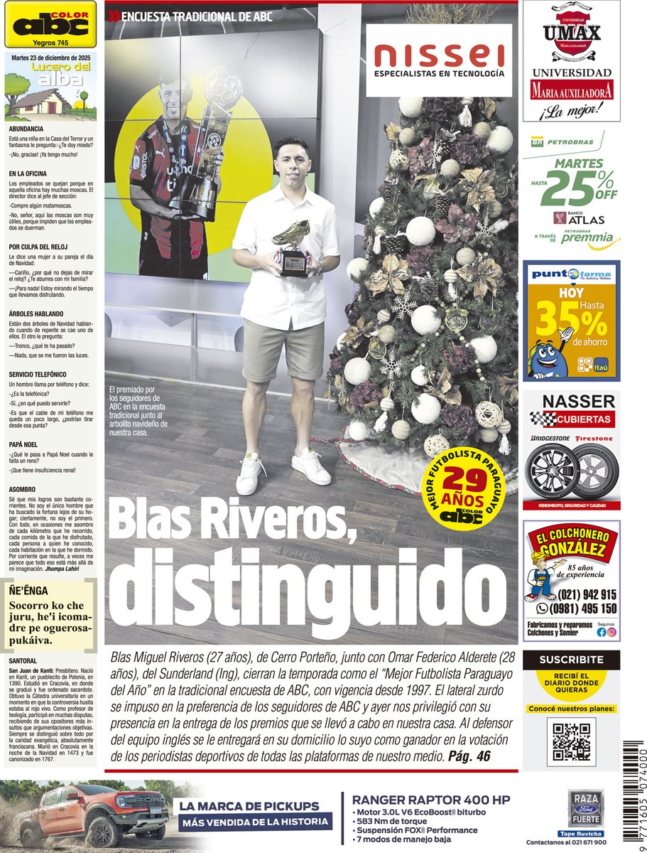 ¡Buen día!

Estos son los principales títulos de la jornada.

💰 Adquirí tu edición impresa por G. 11.000.

📱abc.com.py