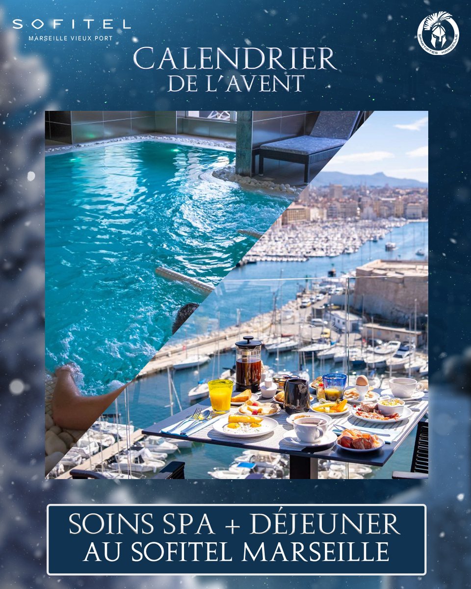 SpartsMarseille's tweet photo. J23 - 𝐂𝐚𝐥𝐞𝐧𝐝𝐫𝐢𝐞𝐫 𝐝𝐞 𝐥'𝐚𝐯𝐞𝐧𝐭 ! 🎁

Aujourd’hui, tentez de remporter 60 minutes de soins au Sofitel avec un accès au Spa, bassin de relaxation, sauna, etc. Puis profitez d'un repas avec une vue exceptionnelle ! 

Pour participer : 

Rt + follow @SpartsMarseille

Bonne chance à tous ! 🍀

Tirage au sort vendredi 26 décembre à 20h ! 🙌

⚠️ Attention aux faux comptes qui vous contactent en privée ou en commentaire. Il n’y aura aucun autre compte qui vous contactera pour jouer ou gagner que celui ci. Nous vous demanderons jamais d’informations bancaires pour participer à un jeu concours !