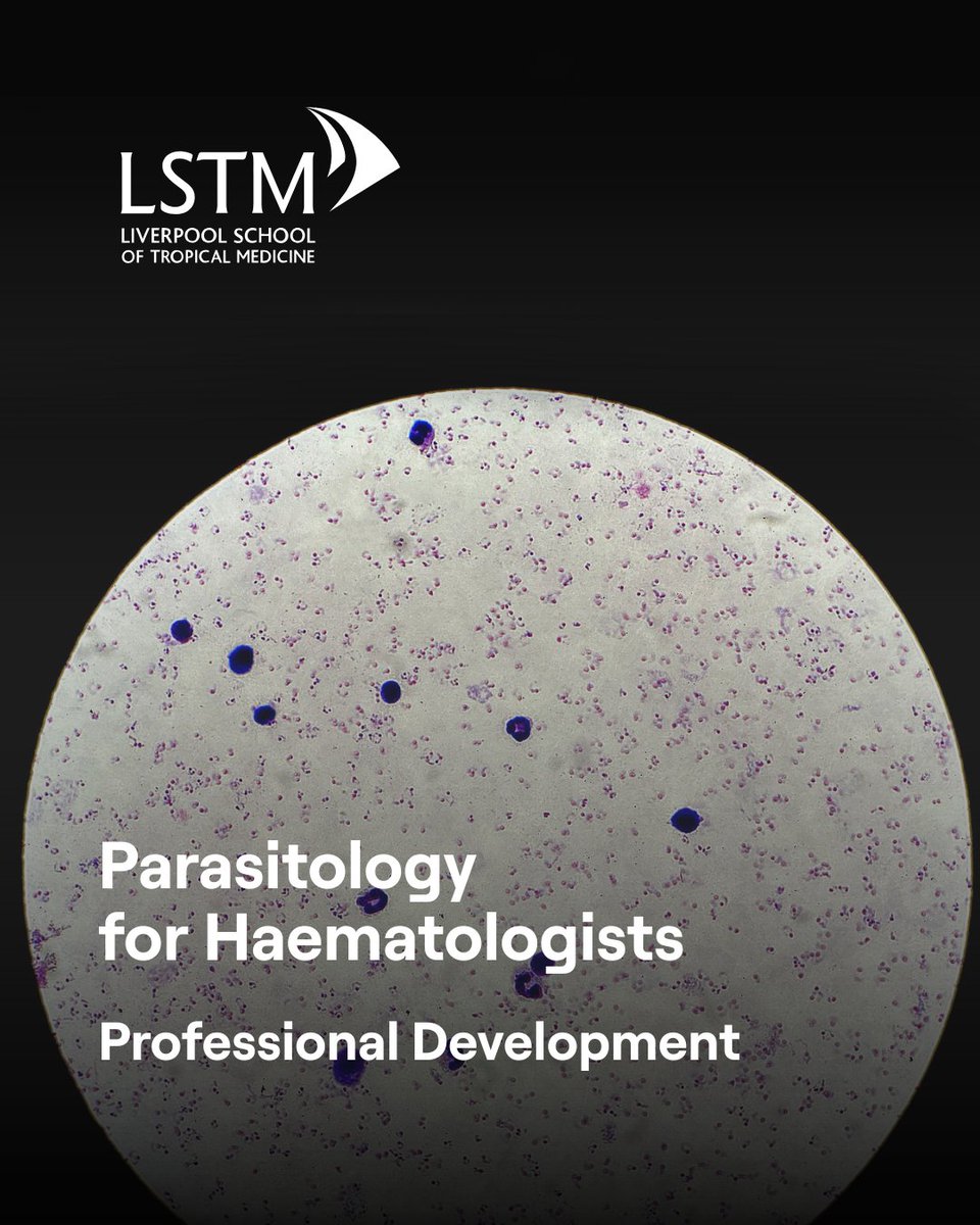 Join the Parasitology for Haematologists course, on campus, in Liverpool on 26 March 2026 (1 day). 

The course is an intensive update on the morphology and diagnostic aspects of all human malaria and other blood parasites. 6 #CPD credits. Apply now: ow.ly/VEOt50X0Im4