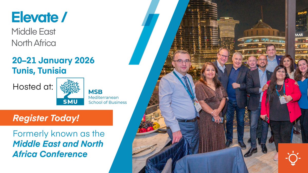 AACSB's tweet image. Reminder: Early registration for the Elevate: Middle East and North Africa is closing soon. 

‼️Save up to 150 USD when you register by 5 January. 
 
We hope to see you there!  🔗accsb.edu/elevate-mena