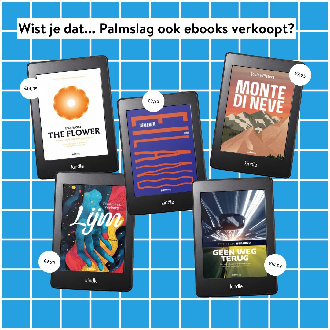 Wist je dat… Palmslag ook ebooks verkoopt? 😍 

We focussen in onze promotie op alle fysieke paperbacks en hardcovers, maar soms zijn er ook auteurs die hun boeken als ebooks willen aanbieden 📲 

👉  Alle ebooks zijn via onze website te koop, shop nu: palmslag.nl/catalogus