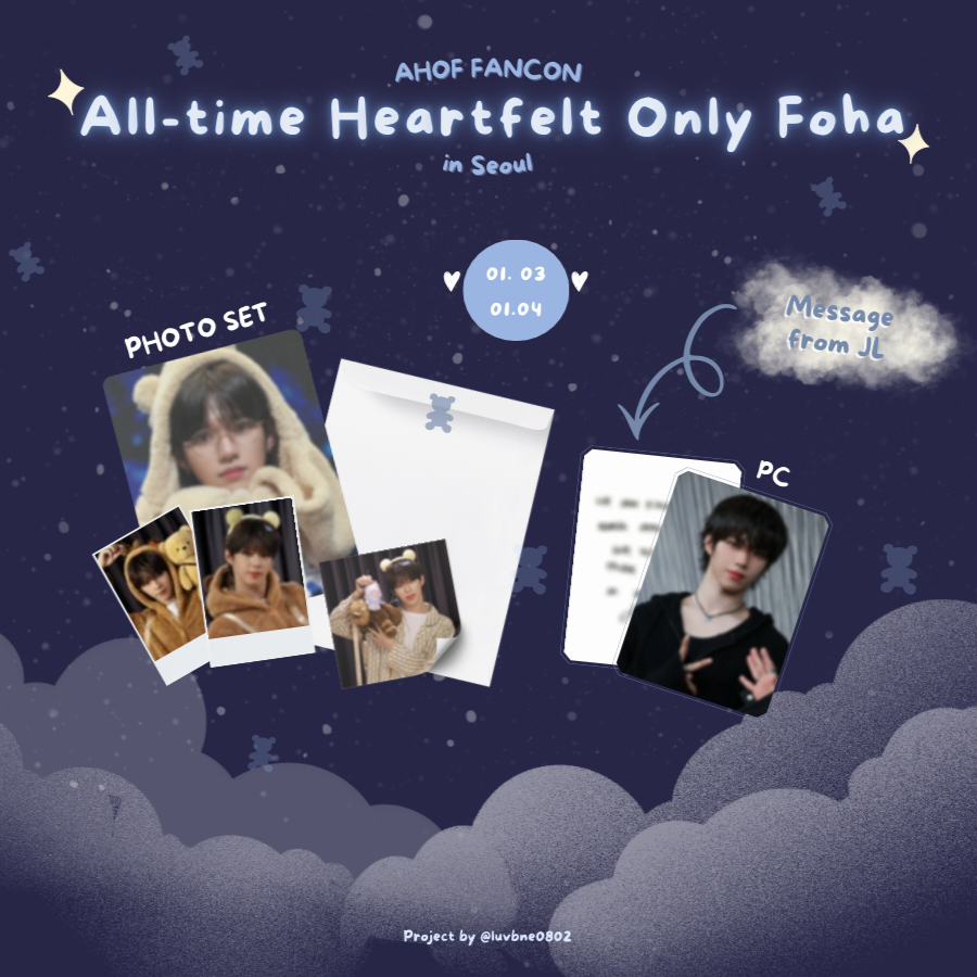 Luvbne0802's tweet photo. 2026 AHOF 1st FAN-CON [AHOFOHA : All time Heartfelt Only FOHA] 

💌 GIVEAWAY EVENT💌 

꒰ა 아홉 한국 팬콘 나눔 공지 ໒꒱

♡ 날짜  : 01/03 ~ 01/04 
♡ 장소 및 시간 : 당일 타래 공지
♡ 인증 : #RT 

《  포카 뒷면 꼭 확인해보세요~ 
제이엘이 쓴 특별한 메시지가 있어요! 》

#제이엘 #아홉 #JL #AHOF