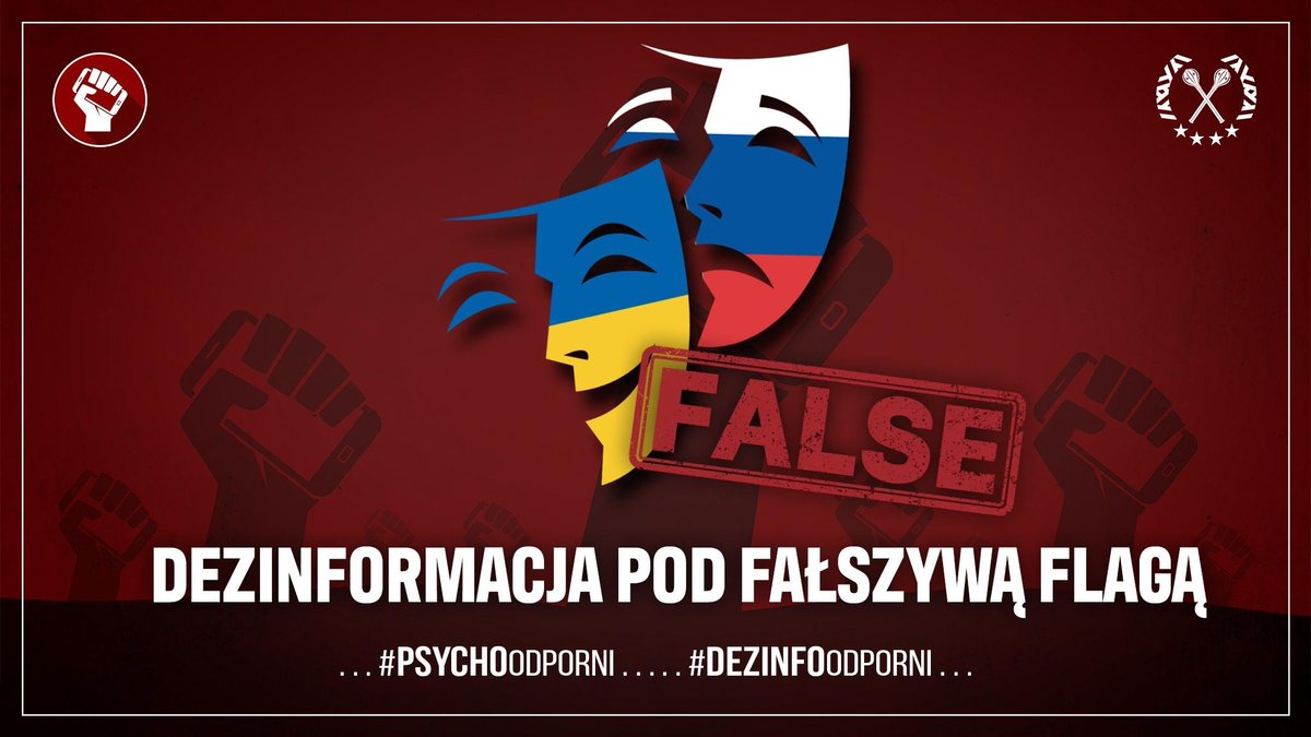 SztabGenWP's tweet image. DEZINFORMACJA POD FAŁSZYWĄ FLAGĄ
#PsychoOdporni  #DezinfoOdporni  #WalkaKognitywna 

◾ Ostrzegamy przed intensywną rosyjską operacją kognitywną, dotyczącą niszczenia relacji polsko – ukraińskich;
▪️ Trwa intensywne wzbudzanie antyukraińskich nastrojów w Polsce.

Do budowania…