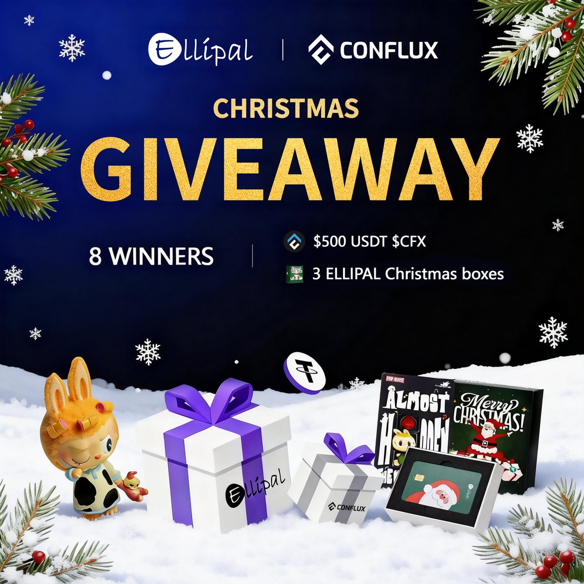 ELLIPAL's tweet image. 🎄 ELLIPAL × Conflux Christmas Giveaway 🎄

Celebrate the holidays with us 🎁
We’re giving away $500 in $CFX + 3 ELLIPAL Christmas Boxes
🏆 8 winners total

How to enter 👇
1️⃣ Follow @ELLIPAL  &amp;amp; @Conflux_Network  
2️⃣ Like + RT this post
3️⃣ Comment your Christmas wish 🎅✨

⏳…