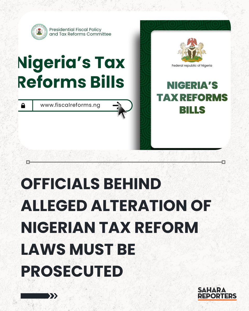 SaharaReporters's tweet image. Officials Behind Alleged Alteration Of Nigerian Tax Reform Laws Must Be Prosecuted, Says Human Rights Centre CHRICED | Sahara Reporters bit.ly/4pbm21w