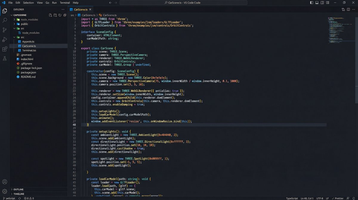 josholu_dev's tweet photo. Type-safe 3D web development 💪
Building a car rental hero section with TypeScript + Three.js. Strong typing ensures fewer bugs and better DX.
Class-based architecture, proper interfaces, and clean code.
#TypeScript #ThreeJS #WebDev #TypeSafety https://t.co/sw9GVSSIDM