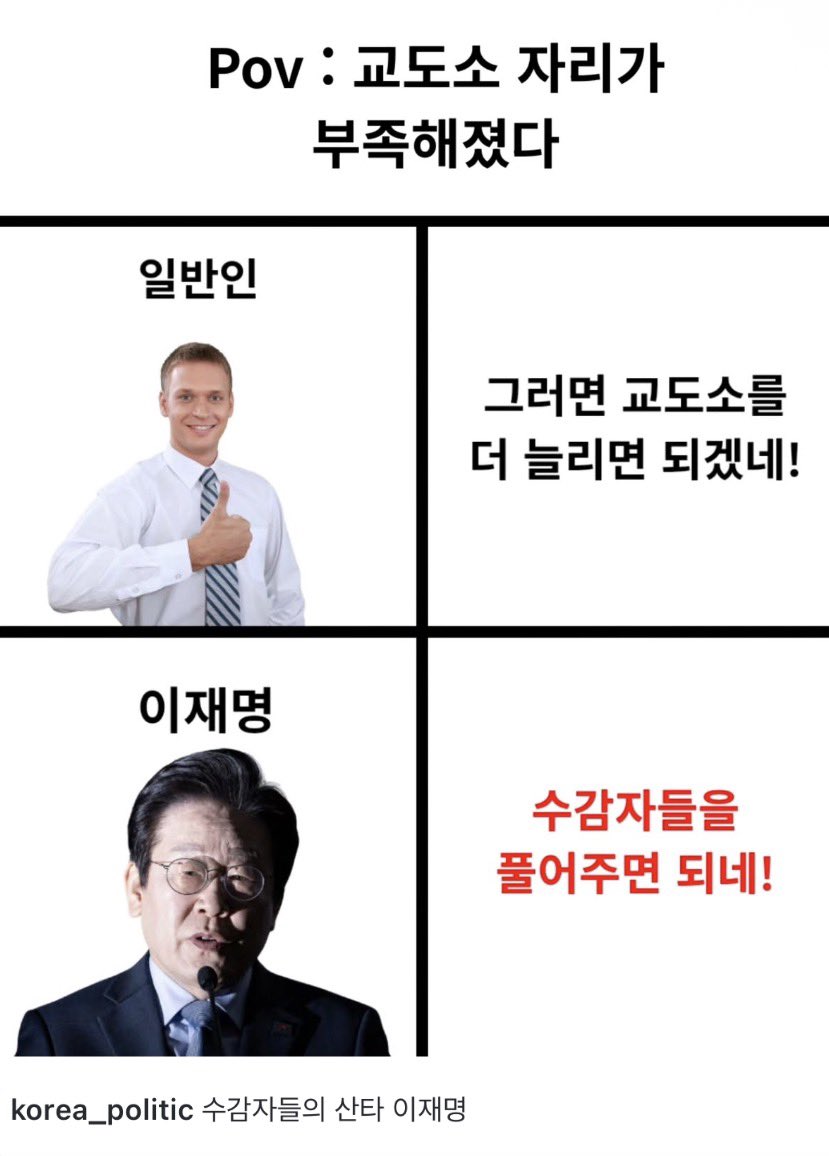 morrisoi37's tweet image. 교도소 자리가 부족해졌다. 

쮯: 그러면 수감자들 풀어주면 되겠네?