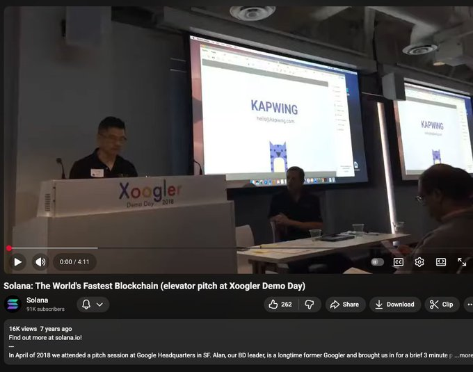 SOLANA'S FIRST MEME.

We ran the first bitcoin meme to over 200k so why not launch the first ever Solana meme?

In the intro video 7 years ago they showed this meme called $Kapwing.

$Kapwing is the first ever meme made for Solana posted by Solana.

youtube.com/watch?v=jG5nlX…