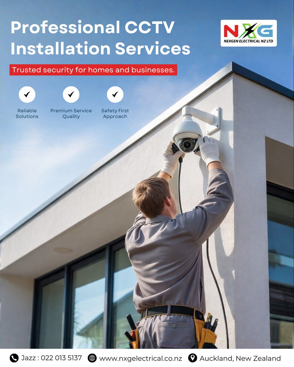 NexGenNz's tweet photo. 📞 Contact us today for a security consultation.

#securitysolutionsnz #electricalservicesnz #aucklandelectrician #CCTVExperts #securitycamerainstallation #NZHomes #SmartSecurity #aucklandcity https://t.co/358NhLSqwi