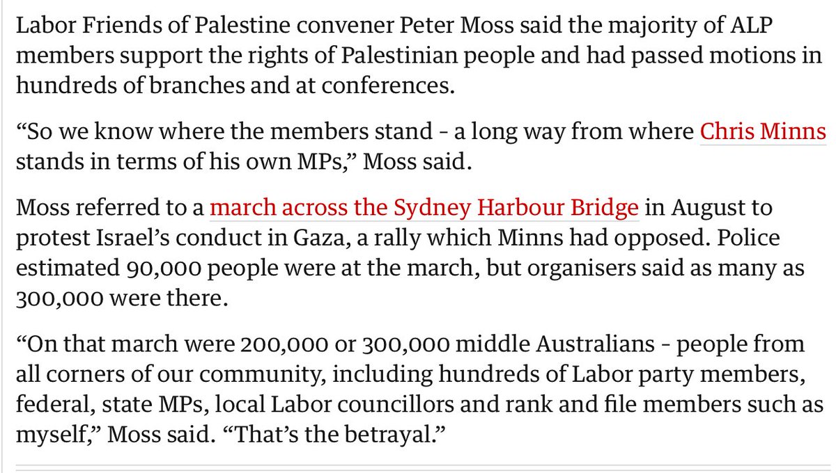.<a href="/labor_palestine/">Labor Friends of Palestine NSW</a> co-convenor <a href="/petemoss_au/">Peter Moss</a> slams <a href="/ChrisMinnsMP/">Chris Minns</a> for smearing all who marched over Harbour Bridge in August — including his own MPs, ministers &amp; hundreds of grassroots Labor members