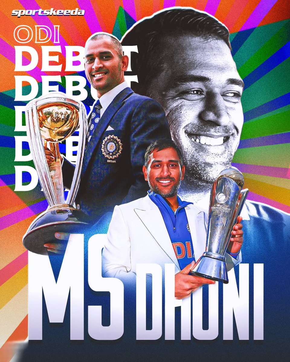 Sportskeeda's tweet photo. 350 ODI matches 👕
10,773 runs 🏏
50.58 average 💪
73 fifties 🔥
10 centuries 💯
87.56 strike rate ⚡
321 catches 🧤
123 stumpings 👌

🏆 2011 ODI World Cup-winning captain
🏆 2013 Champions Trophy-winning captain
🇮🇳 India’s most successful ODI skipper

#OnThisDay in 2004, MS Dhoni began his ODI journey with a run-out for a duck… and the rest is pure history. 🐐🫡

#MSDhoni #TeamIndia #OTD #Sportskeeda