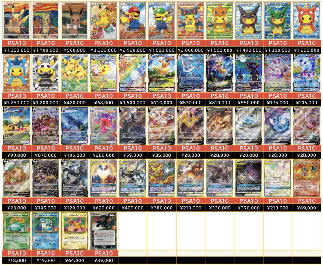 🔥🔥PSA10買取表🔥🔥 只今より受付開始致します🔥 🔥💪超強化買取