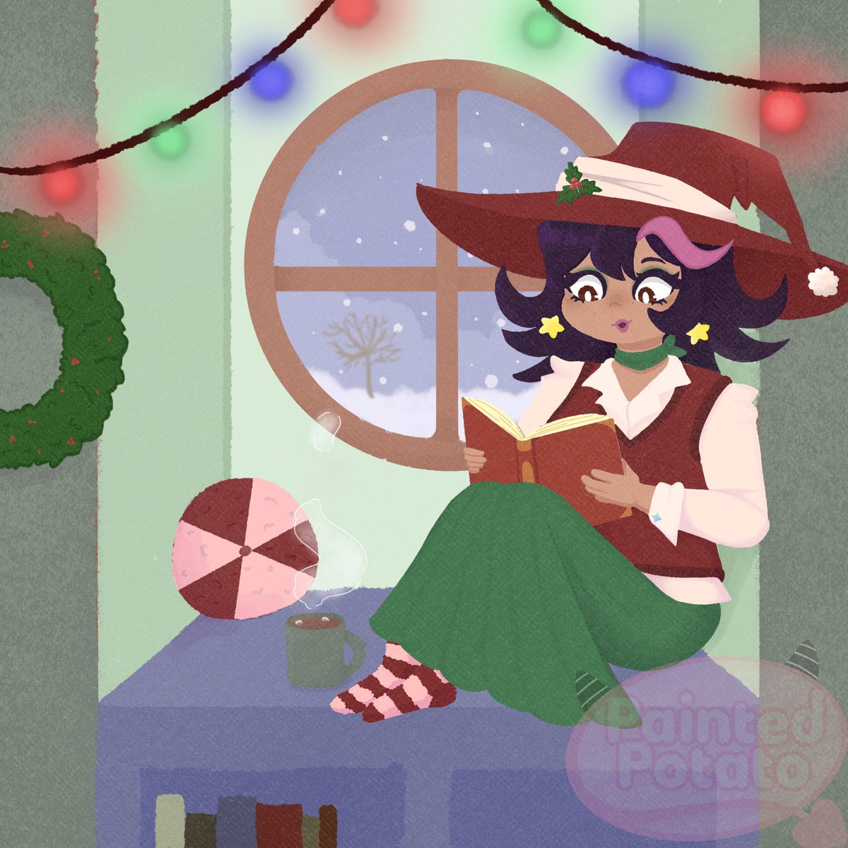 APaintedPotato's tweet photo. Merry Christmas fellow fanfiction readers!!! I was having too much fun color coding fanfiction on #booktower I forgot to draw for 2 months so take a Christmas Opal! (love the new update btw)
@MyBooktower https://t.co/quAqAmudCP