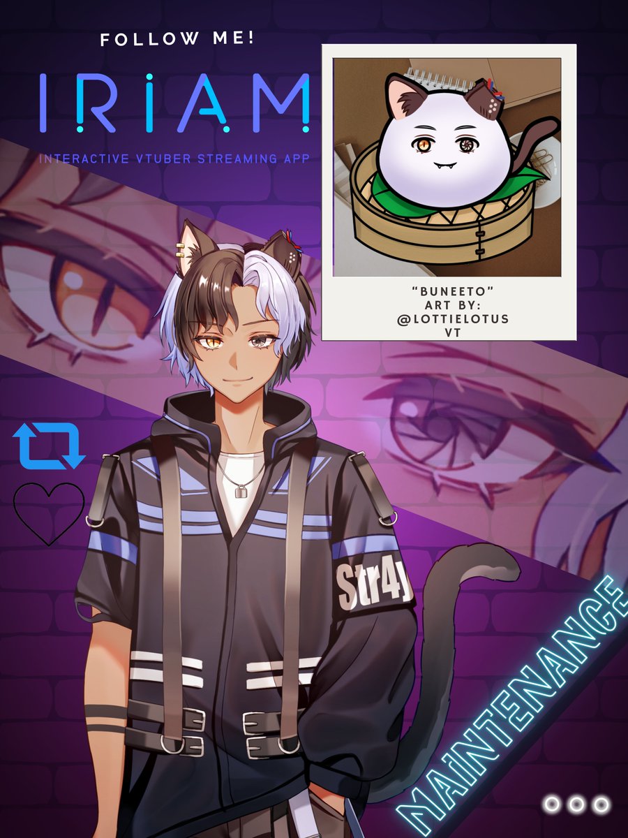 It's time for maintenance!

My name is Neeto.stray, &amp; I am a cyberpunk, stray cat photographer.
I'll be debuting soon so follow me for a lot of chaos and maybe a littleeee teasing 😼📸

#IRIAMメンテ中のフォロー祭り #IRIAM #IRIAMUS #IRIAMMaintFollowFest #VtuberEN