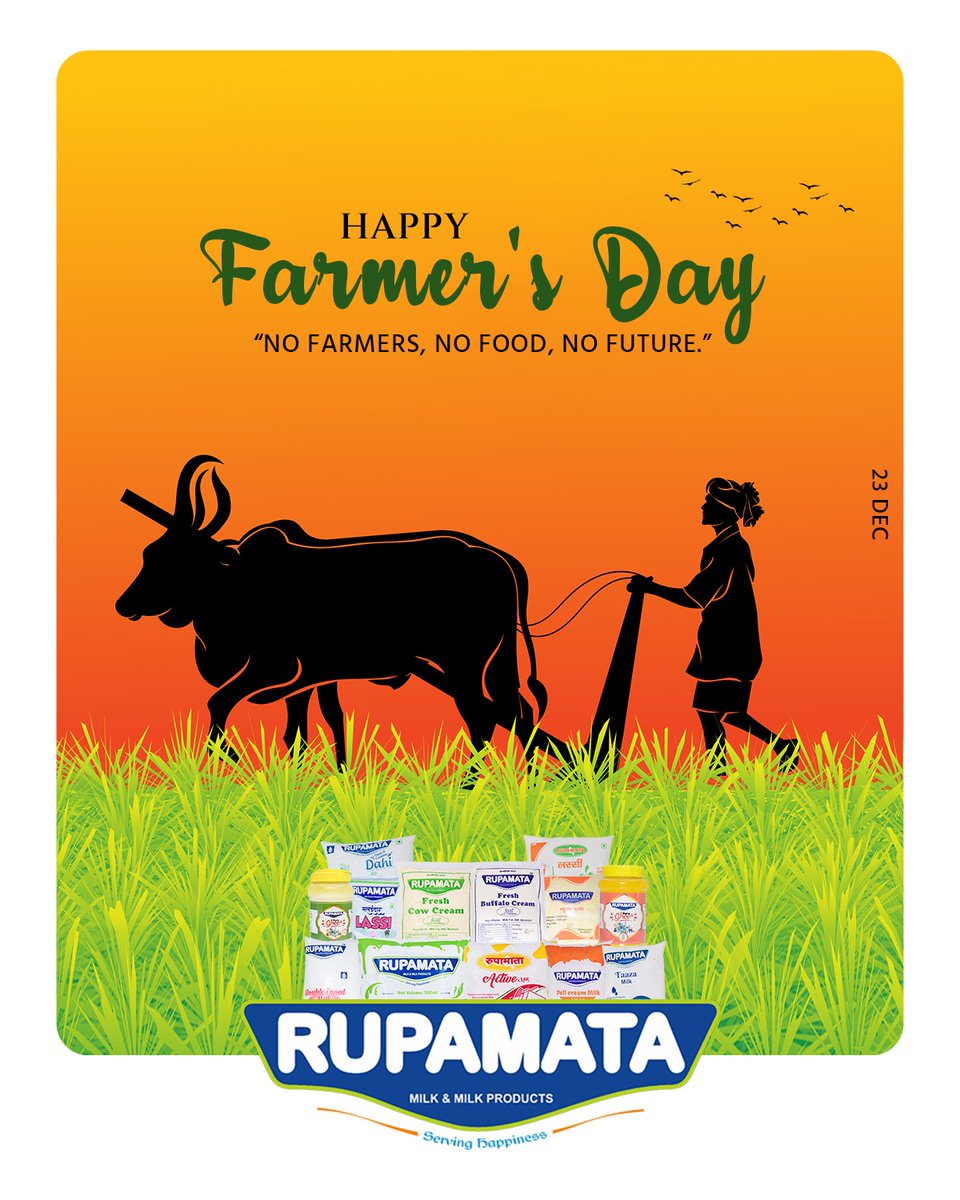 rupamata_Milk_'s tweet photo. HAPPY Farmer's Day
"NO FARMERS, NO FOOD, NO FUTURE."
.
.
#Rupamatamilk #Milkproducts 
#paneer #lassi #ghee #dahi #Shrikhand #basundi #khava https://t.co/52rHpesSWw
