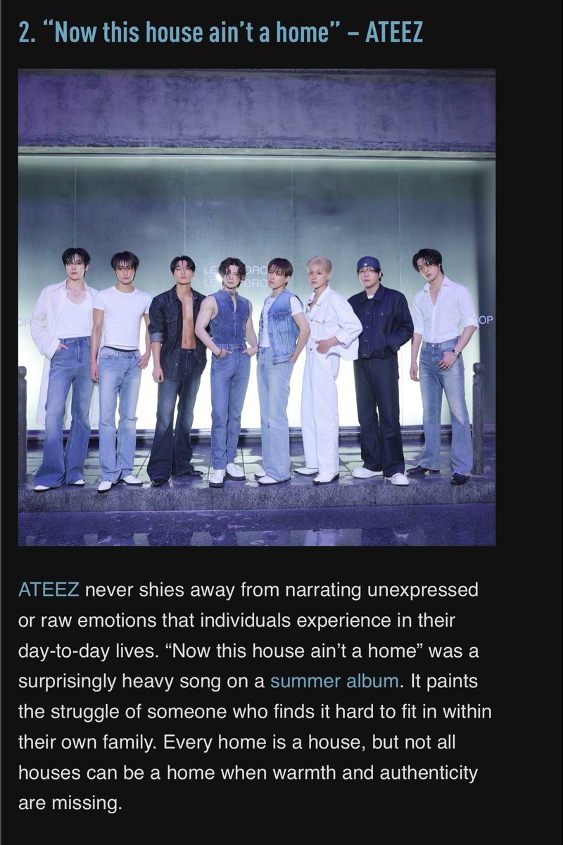 [📰] Песня "Now this house ain’t a home" вошла в список лучших би-сайдов 2025 года по версии Genius Korea🩵

genius.com/discussions/51…

#에이티즈 #ATEEZ #GOLDENHOUR_Part3 <a href="/ATEEZofficial/">ATEEZ(에이티즈)</a>