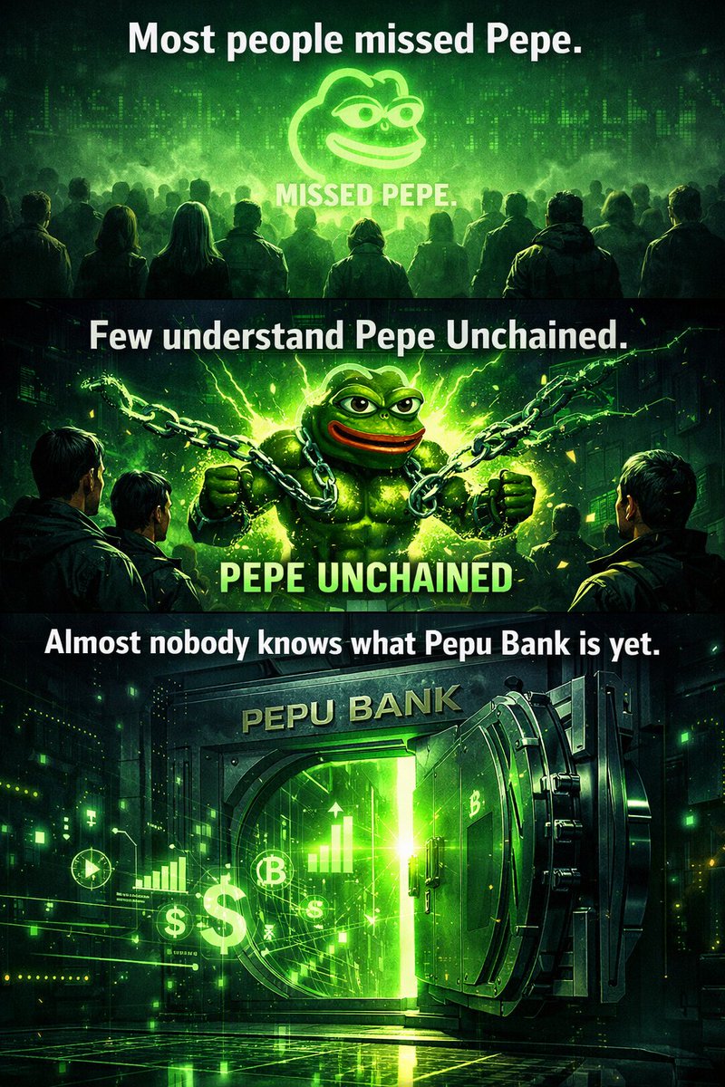 GM CT 📈

Most people missed Pepe.
A few are starting to understand Pepe Unchained.

Almost nobody knows what Pepu Bank is yet.
That’s how early narratives always look.
The question is,  will you be early this time?
👀🤔

Check the link below to see yourself👇
