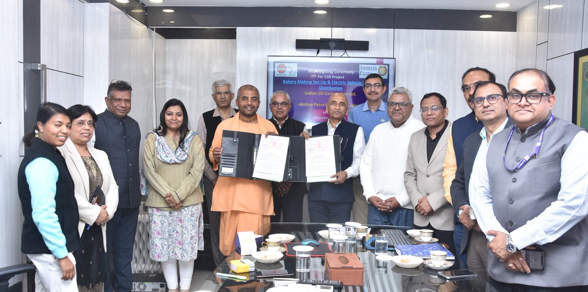 Every child deserves a healthy,nourished and confident start! IndianOil RSO signs an MoA with Akshaya Patra Foundation,Jaipur to strengthen child nutrition by enabling bakery machinery and EV logistics, supporting ~1.15 lakh students across 1,400 schools.Truly  Empowering future!