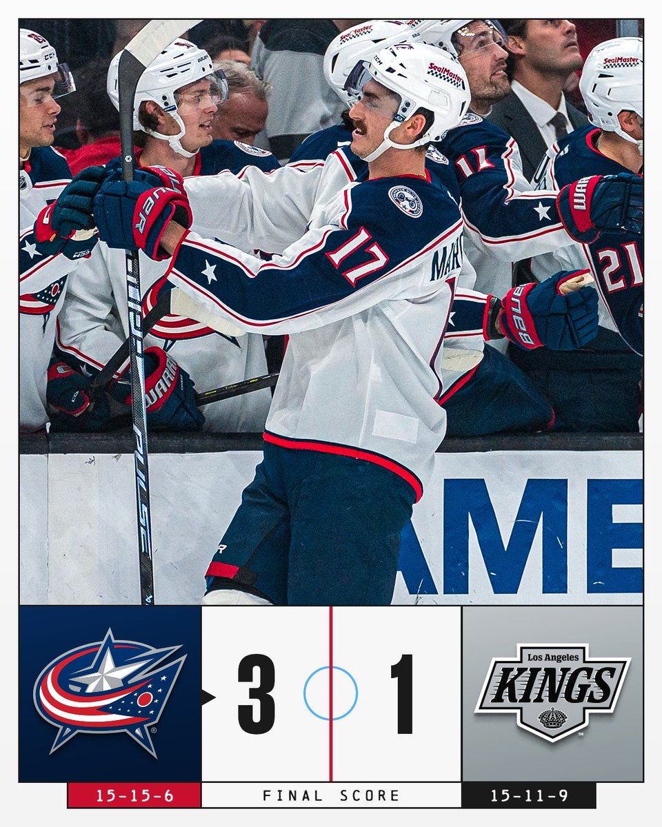NHL's tweet image. Two goals from Mason Marchment help the @BlueJacketsNHL secure the win! 👏