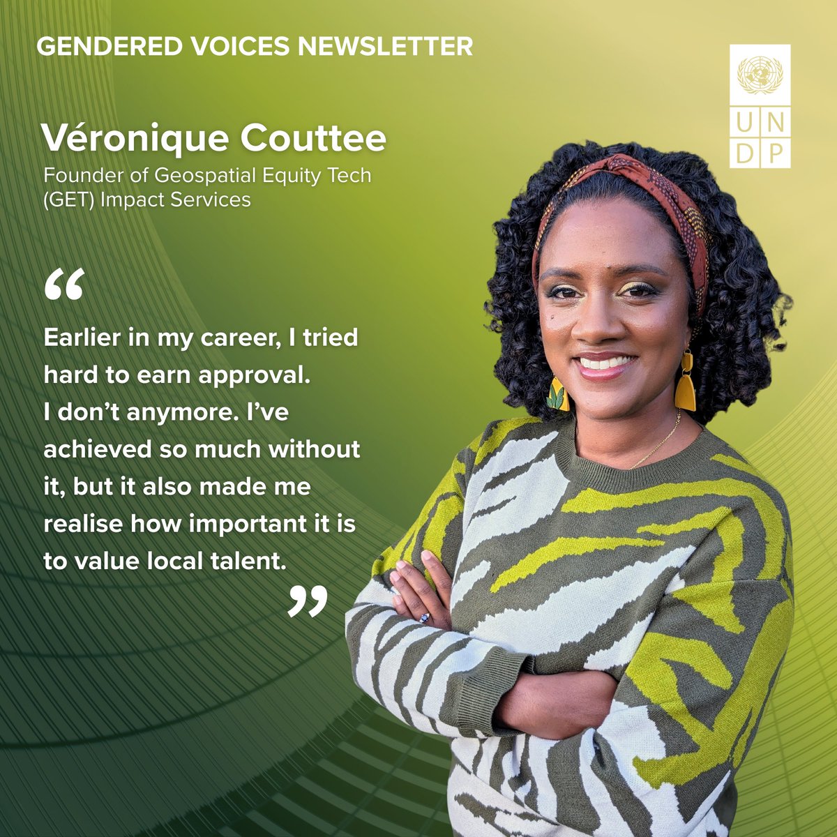 UNDPMauritius's tweet image. Leadership without permission. ✨
Meet Véronique Couttee-Jenkins, Founder of GET Impact Services – where equity, technology and local talent meet. Read her story in the latest Gendered Voices👇 🔗 undp.org/mauritius-seyc…
#GenderedVoices #YoungWomenLead #WomenInSTEM #EquityInTech