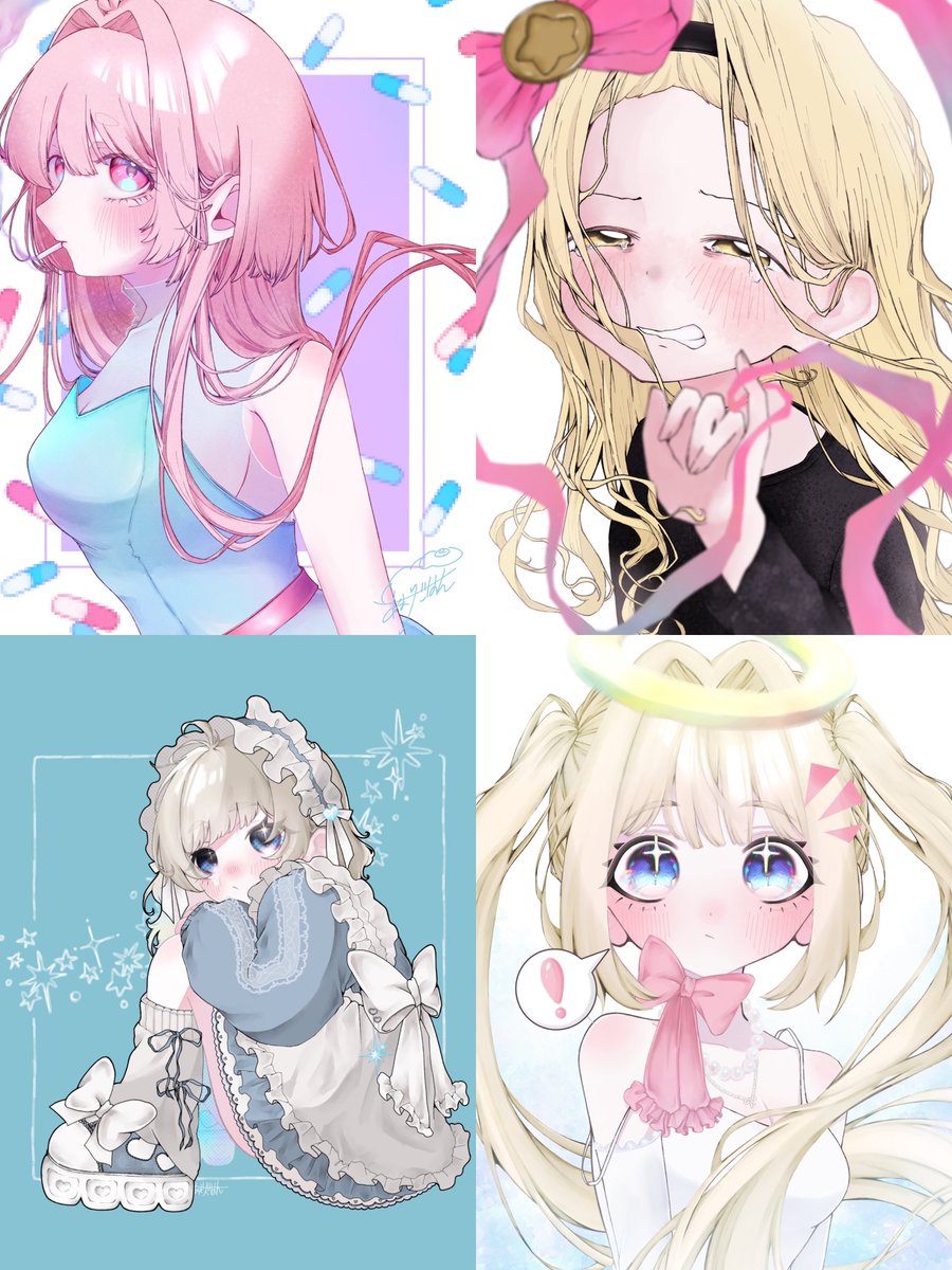 18歳が趣味で描いた絵 2025年自分が選ぶ今年の4枚 特に気持ち込めて描いた絵たち🫧