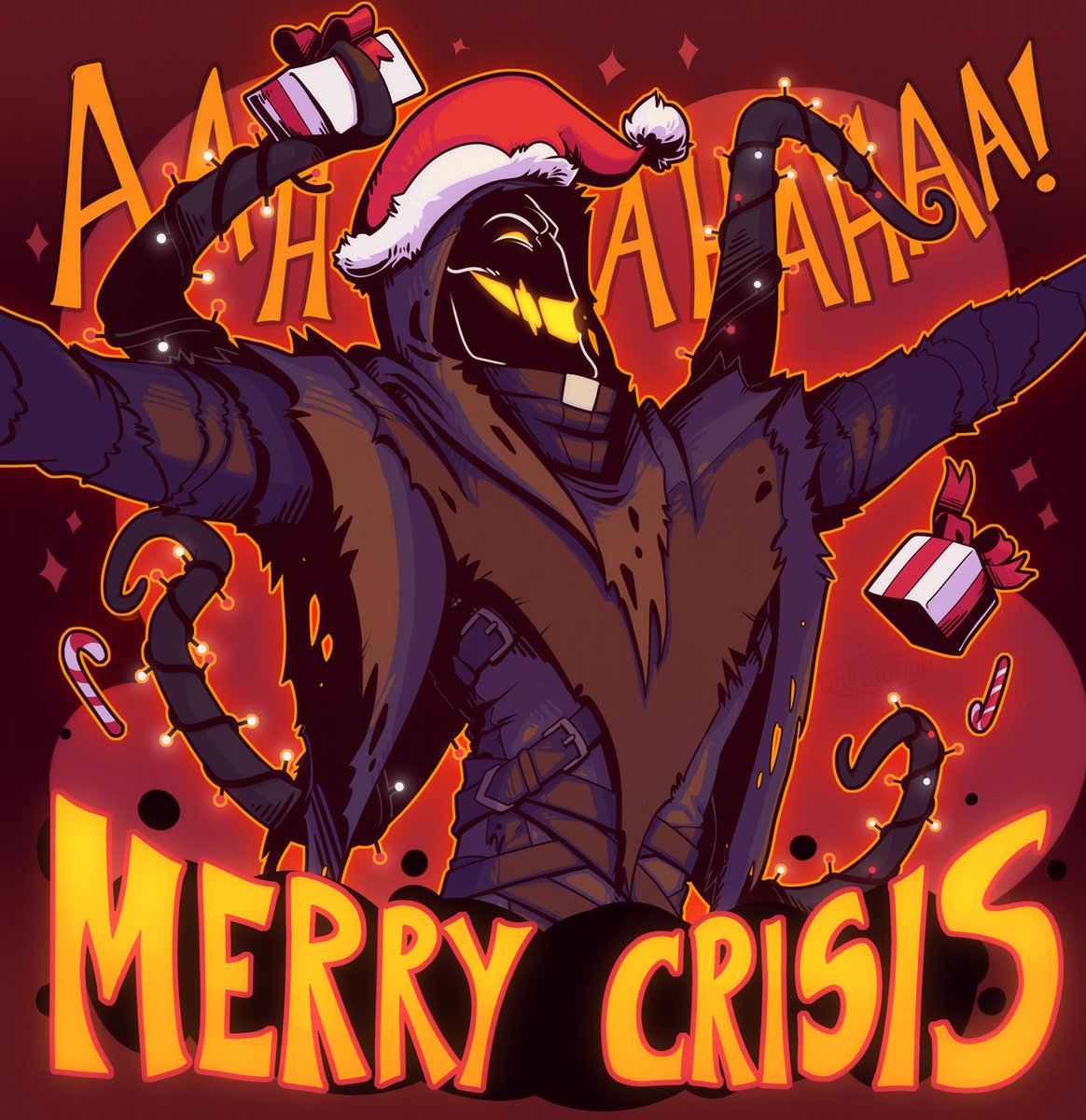 Drawotion's tweet photo. ✨🎁 OOOOOO JOLLY TIMES and merry crisis YIPPEE~!🎁✨ 

#ArtGhoullery https://t.co/7MUceo78Sn