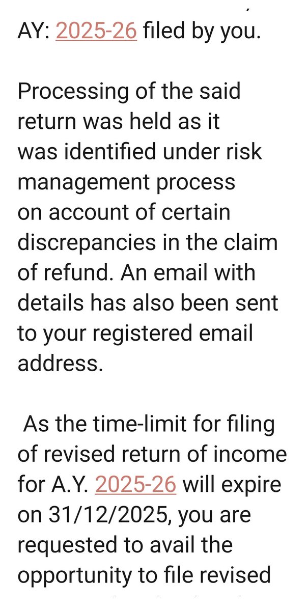 aarchanay's tweet image. The way CBDT is heckling taxpayers &amp;amp; denying the basic right to refund is pathetic. 

Dropping an sms, saying some discrepancies noted &amp;amp; try revising the return or file updated returns.

Can someone please file petition in the court of avoiding such petrified messages for no…