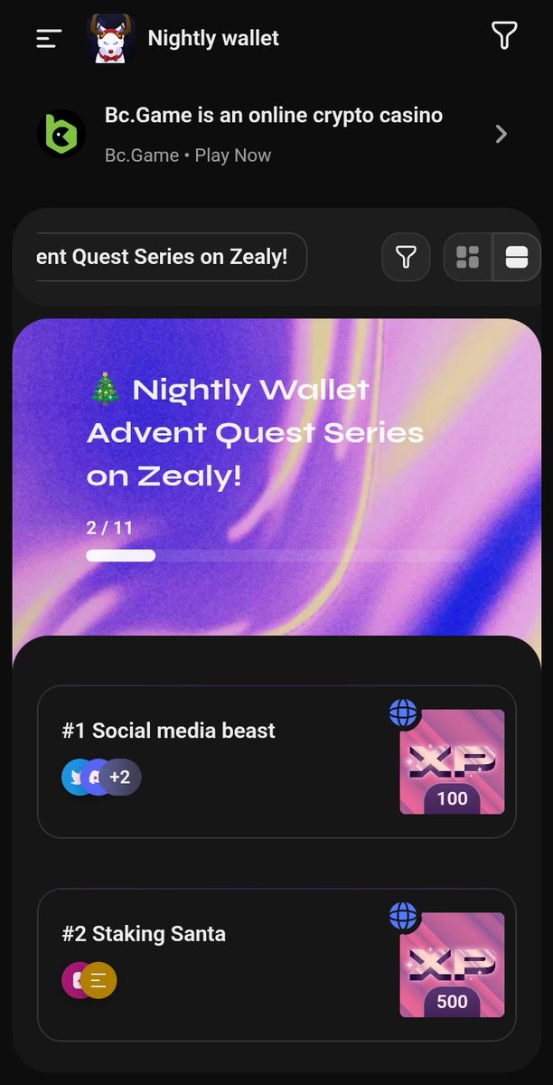 I have joined Nightly Wallet Advent Quest on Zealy