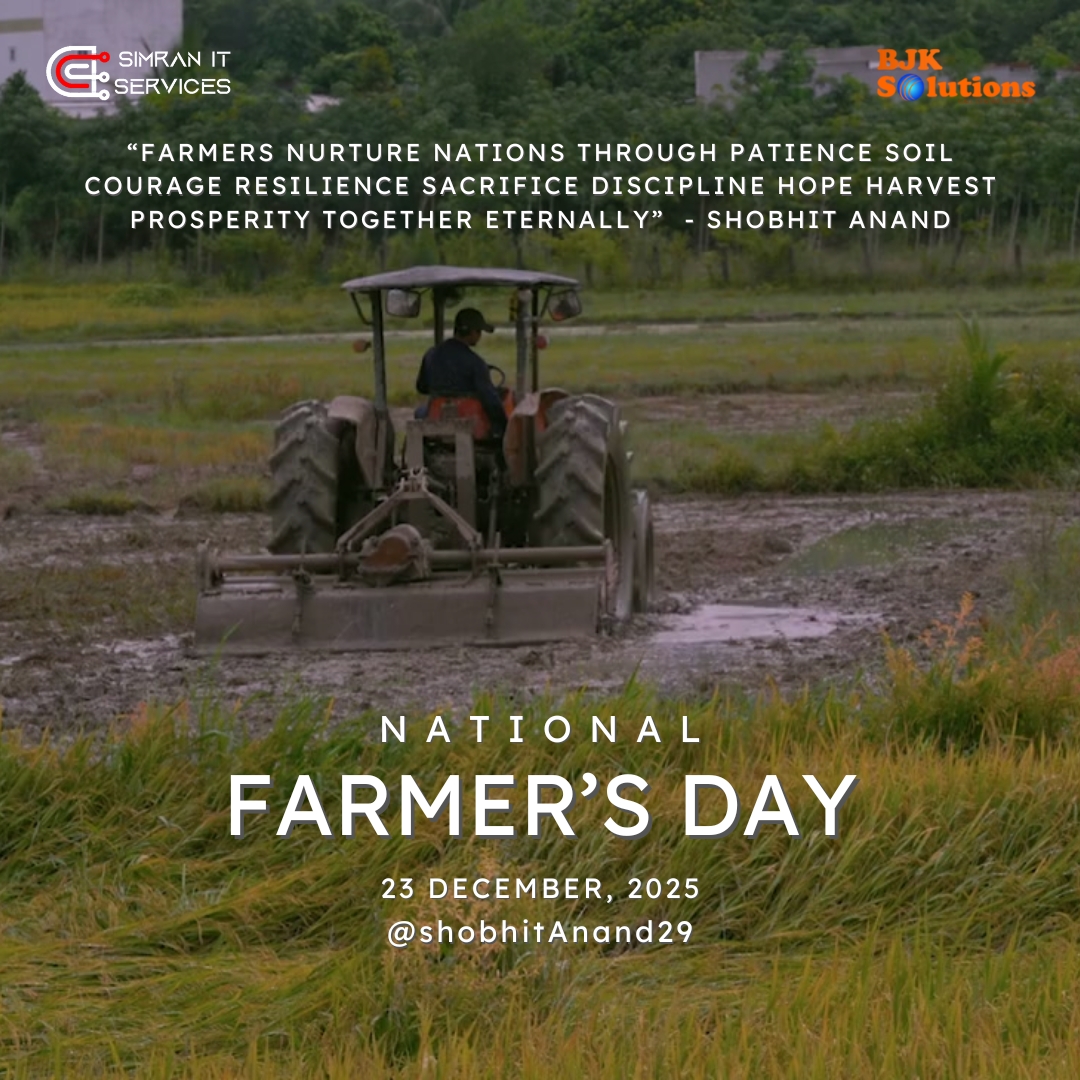 AnandShobhit's tweet image. "FARMERS NURTURE NATIONS THROUGH PATIENCE SOIL COURAGE RESILIENCE SACRIFICE DISCIPLINE HOPE HARVEST SHOBHIT ANAND PROSPERITY TOGETHER ETERNALLY" -Shobhit Anand

#StayMotivated #ProfessionalGrowth #Inspiration #Success #ShobhitAnand #TrendingNow #Trending #NationalFarmersDay